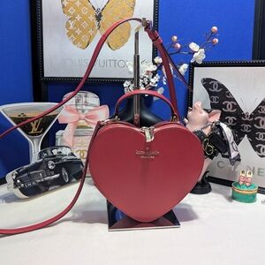 Kate Spade Red Saffiano Leather Heart-Shaped Top Handle/Crossbody Bag